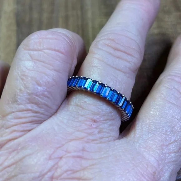 Sterling Silver Blue Sapphire Spinel size 9 Ring - Picture 4 of 5